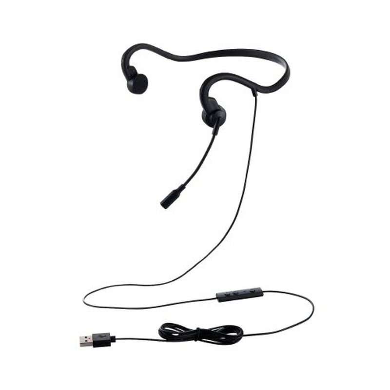 有線ヘッドセット/骨伝導/USB-A/耳せん付属/ブラック HS-BC05UBK