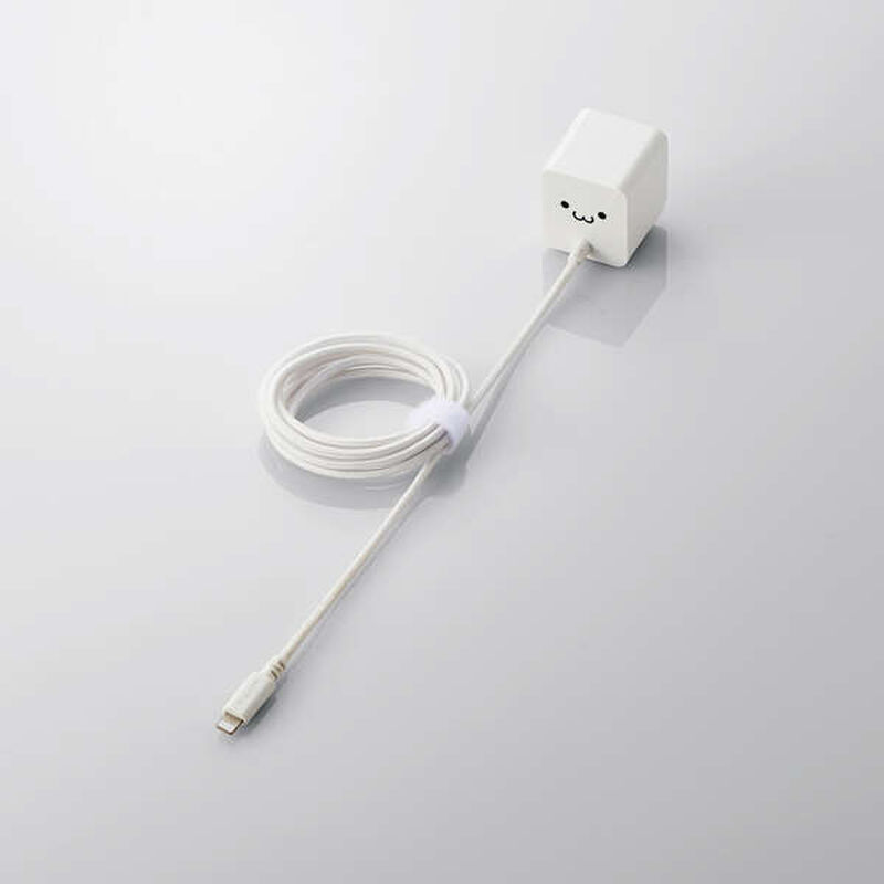 Lightning-AC充電器/2.4A出力/ケーブル一体/1.5m/高耐久ケーブル/ホワイトフェイス MPA-ACL07WF