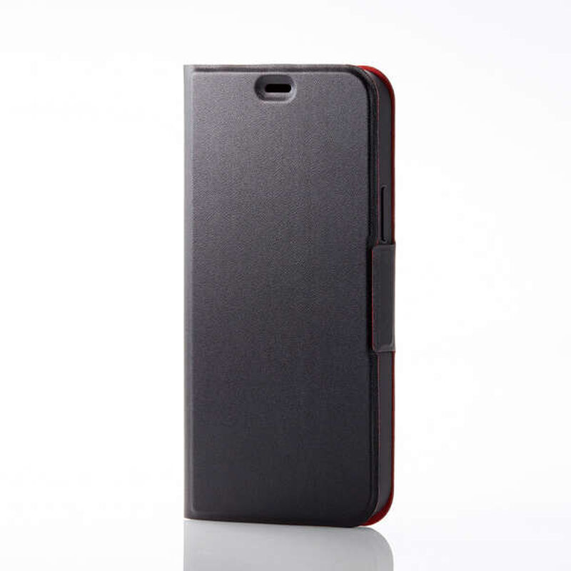 iPhone 12/iPhone 12 Pro用レザーケース/手帳型/UltraSlim/薄型/磁石付き/ブラック PM-A20BPLFUBK