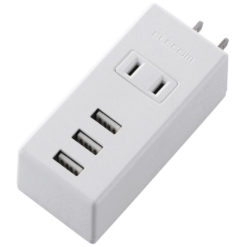 USBタップ/USBメス×3/AC×1/縦挿し/ケーブル無/2.1A/ホワイト MOT-U05-2132WH