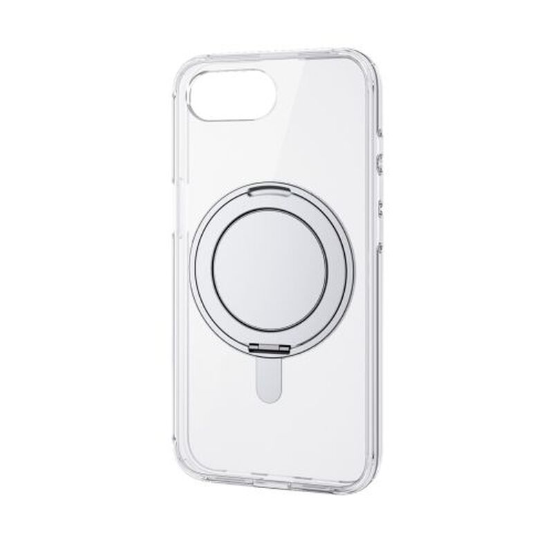 iPhone 16e/ハイブリッドケース/MAGKEEP/スタンド/クリア×シルバー PM-A25SMAGSTSV
