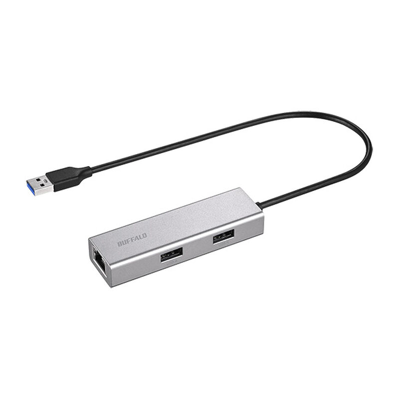 Giga対応 USB-A LANアダプター ハブ付 シルバー LUD-U3-AU101SV