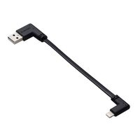 USB-A to Lightningケーブル/フラット/L字/0.1m/ブラック MPA-UALLL01BK