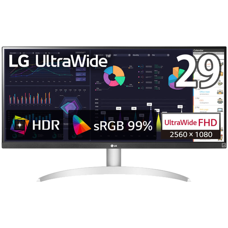 液晶ディスプレイ 29型/2560×1080/HDMI、DisplayPort、USB Type-C/白/スピーカー：あり/IPS/1000：1/100Hz/ブルーライト低減/3年保証 29WQ600-W
