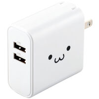 スマートフォン・タブレット用AC充電器/4.8A出力/USB-Aメス2ポート/おまかせ充電搭載/ホワイトフェイス MPA-ACU05WF