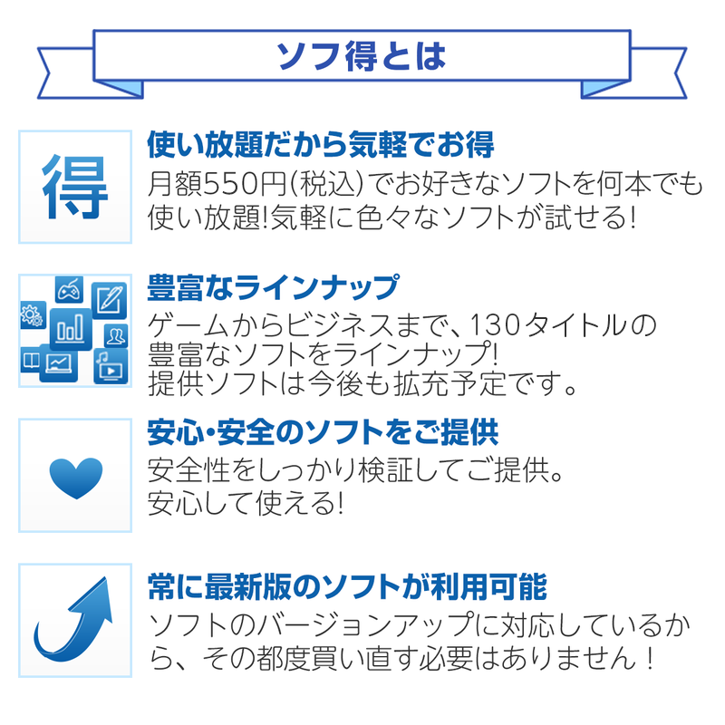 無料版「ソフ得」ソフト使い放題