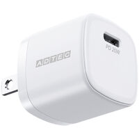 Power Delivery対応 AC充電器/20W/USB Type-C 1ポート/ホワイト APD-V020C-WH