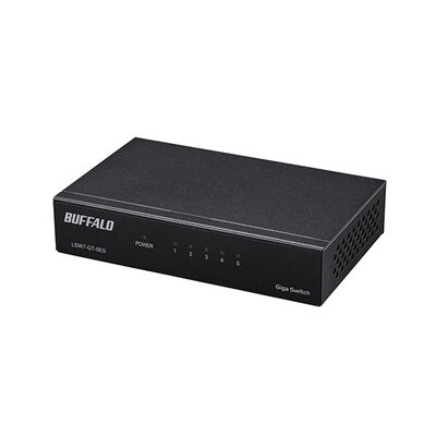Giga 5ポート スイッチングハブ 電源外付け 金属筐体 マグネット付属 ブラック LSW7-GT-5ES/BK