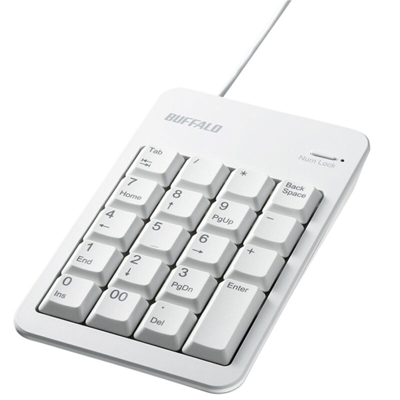 有線テンキーボード Tabキー付き ホワイト BSTK100WH