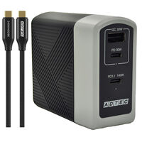Power Delivery 3.1対応 GaN AC充電器/140W/Type-C×2 Type-A×1/ブラック & C to Cケーブル APD-A140AC2-wC24-BK