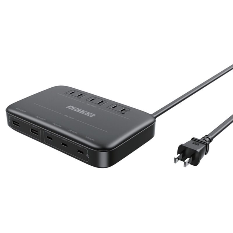 Power Delivery 3.0対応 卓上電源タップ 8in1/AC 3ポート/USB 130W Type-C×3 Type-A×2/ブラック APDT-V130A2C3-BK