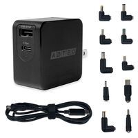 PD対応 GaN AC充電器/65W/USB Type-A×1 Type-C×1/ブラック マルチプラグケーブルセット APD-A065AC-wM-BK