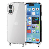 iPhone 16用ハイブリッドケース/ストラップホール付き/クリア PM-A24AHVCKSHCR