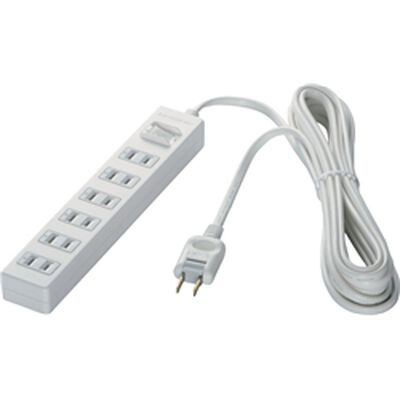 2ピン式電源タップ 6個口タイプ 雷サージ防止/集中スイッチ付 2m ホワイト BSTAPPS2620WH