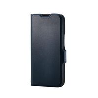 iPhone 16e/レザーケース/手帳型/耐衝撃/磁石付き/ステッチ/カード収納充実/ネイビー PM-A25SPLFY3NV