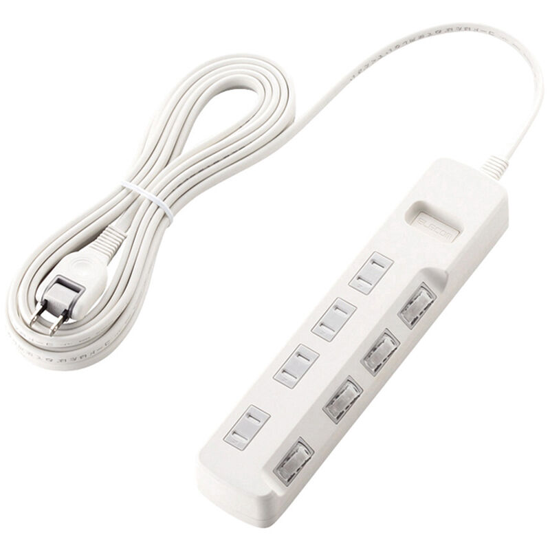 雷ガードタップ/個別スイッチ/ほこり防止シャッター付/4個口/5m/ホワイト T-K6A-2450WH