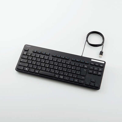 有線キーボード/薄型/メンブレン式/抗菌/コンパクトサイズ/ブラック TK-FCM107KBK