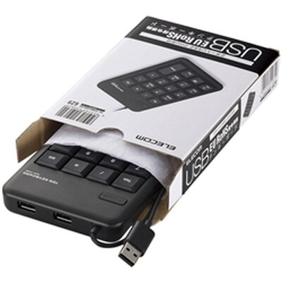 2ポートUSB2.0ハブ付テンキーボード/メンブレン/ブラック/RoHS指令準拠 TK-TCM012BK/RS
