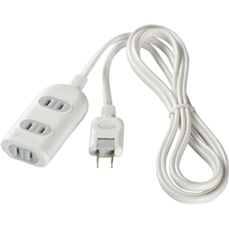 2ピン式電源タップ 3個口タイプ 雷サージ防止付 3m ホワイト BSTAPSG2330WH