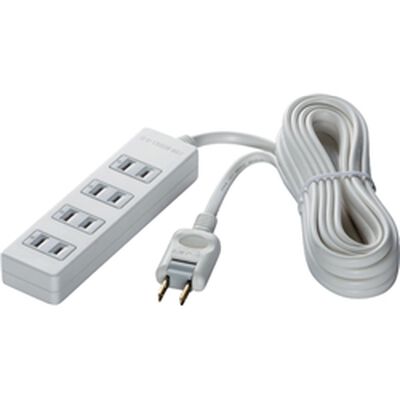 2ピン式電源タップ 4個口タイプ 雷サージ防止付 2m ホワイト BSTAPSG2420WH