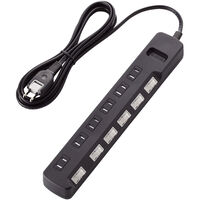 雷ガードタップ/個別スイッチ/ほこり防止シャッター付/6個口/2.5m/ブラック T-K6A-2625BK