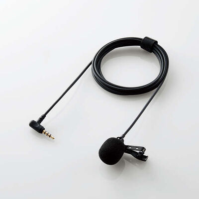 クリップ付きピンマイク/ウインドジャマー付/4極φ3.5mm/変換ケーブル付/収納ポーチ付/1.8m/ブラック HS-MC09BK