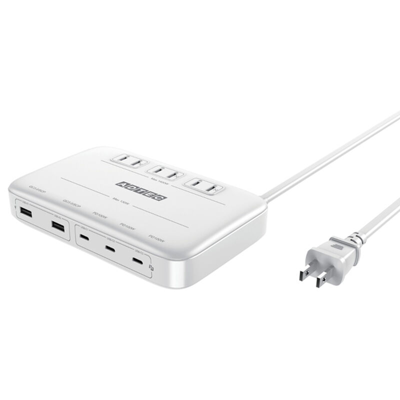 Power Delivery 3.0対応 卓上電源タップ 8in1/AC 3ポート/USB 130W Type-C×3 Type-A×2/ホワイト APDT-V130A2C3-WH