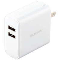 スマートフォン・タブレット用AC充電器/4.8A出力/USB-Aメス2ポート/おまかせ充電搭載/ホワイト MPA-ACU05WH