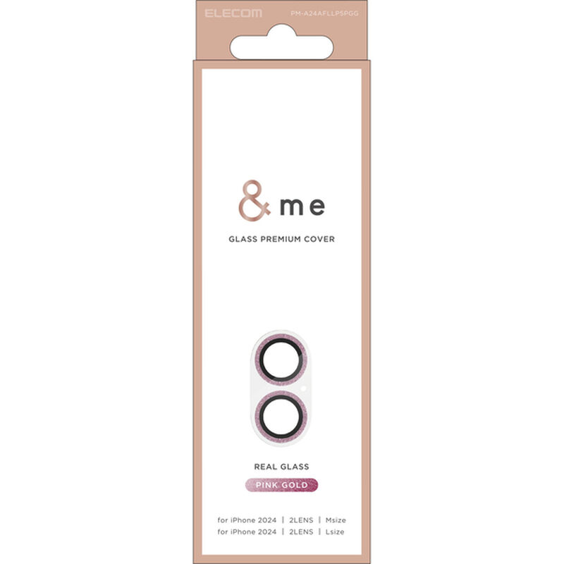 iPhone 16/iPhone 16 Plus用カメラレンズカバー/ガラス/&Me/グリッター仕様/ピンクゴールド PM-A24AFLLP5PGG