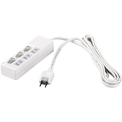 2ピン式電源タップ 3個口タイプ 雷サージ防止/個別スイッチ付 2m ホワイト BSTAPSW2320WH