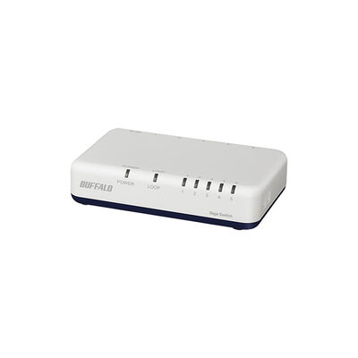 Giga5ポート スイッチングハブ 電源外付け プラスチック筐体 マグネットなし LSW7-GT-5EPL/WH
