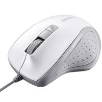 有線BlueLED光学式マウス 静音/5ボタン/DPI切り替えボタン ホワイト BSMBU300WH