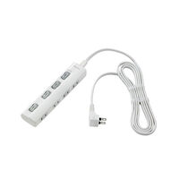 LEDランプスイッチ付タップ 4個口 2m 横差し ホワイト WLS-LY42EB(W)