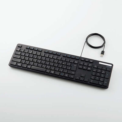 有線キーボード/薄型/メンブレン式/抗菌/フルサイズ/ブラック TK-FCM108KBK