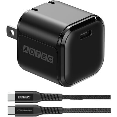 Power Delivery対応 GaN AC充電器/45W/USB Type-C 1ポート/ブラック & Type-C to Cケーブルセット APD-V045C-wC-BK