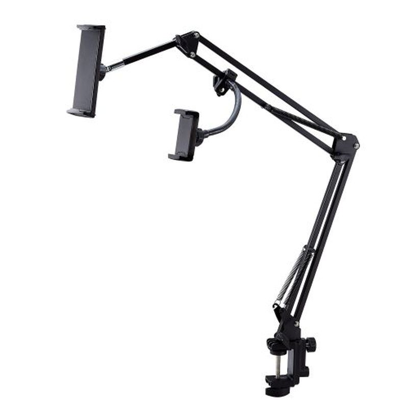 スマートフォン・タブレット用ダブルフレキシブルアームスタンド/Zアーム型/ブラック TB-DSZARM2BK