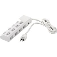 2ピン式電源タップ 8個口タイプ 雷サージ防止/個別スイッチ4個付 3m ホワイト BSTAPSD2830WH