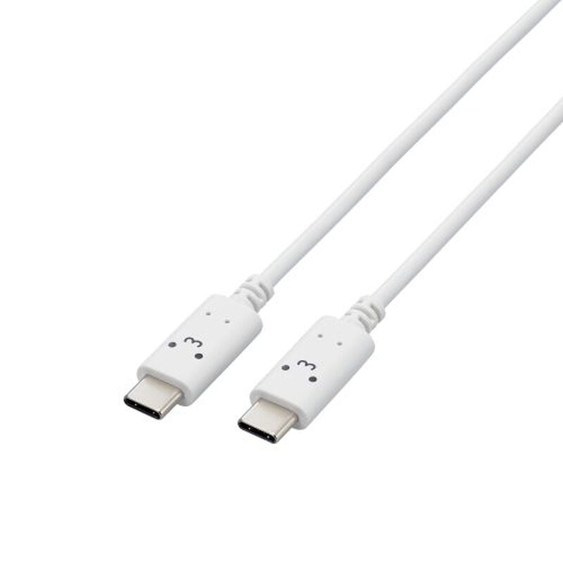 USB Type-C to USB Type-Cケーブル/USB PD対応/顔つきタイプ/2.0m/しろちゃん(ホワイト×ブラック) MPA-CCF20WF