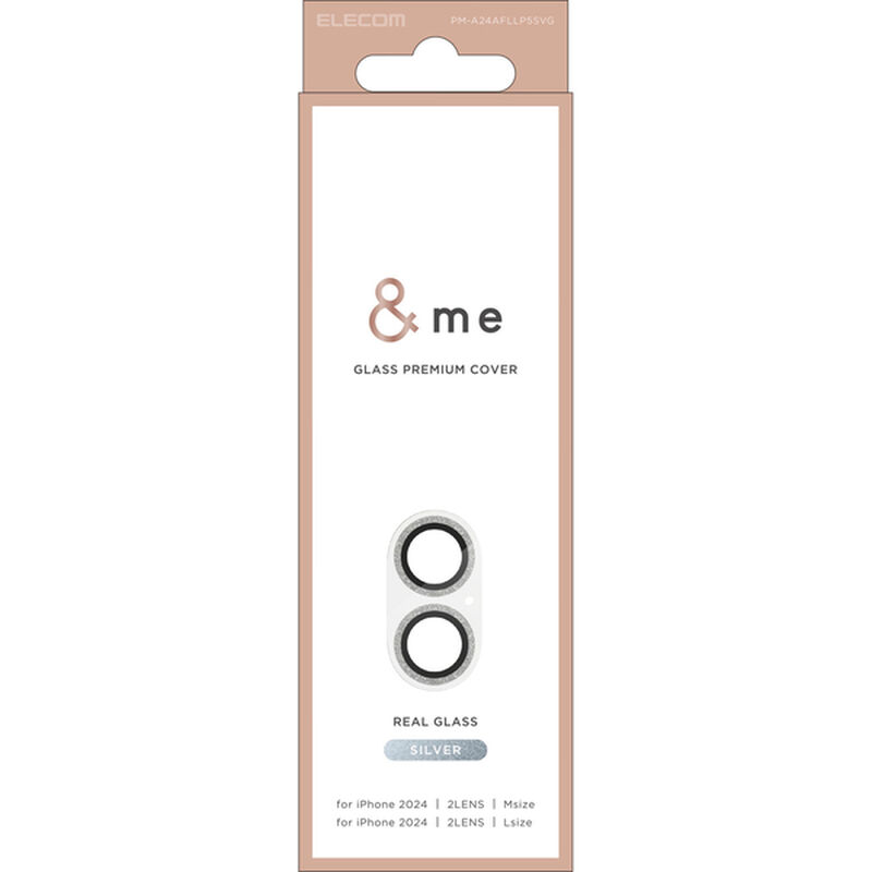 iPhone 16/iPhone 16 Plus用カメラレンズカバー/ガラス/&Me/グリッター仕様/シルバー PM-A24AFLLP5SVG