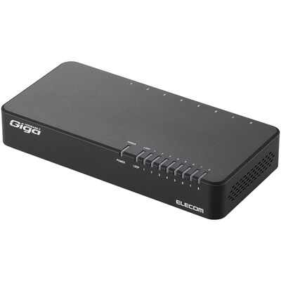 Giga対応スイッチングHub/8ポート/プラスチック筐体/磁石付き/電源内蔵モデル/ブラック EHC-G08PN2-JB