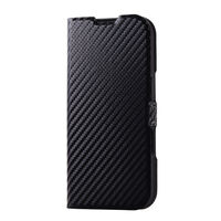 iPhone 16用レザーケース/手帳型/UltraSlim/薄型/磁石付き/カーボンブラック PM-A24APLFUCB