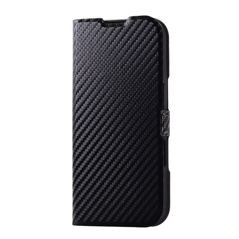 iPhone 16用レザーケース/手帳型/UltraSlim/薄型/磁石付き/カーボンブラック PM-A24APLFUCB