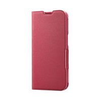 iPhone 15用レザーケース/手帳型/UltraSlim/Flowers/薄型/磁石付き/ディープピンク PM-A23APLFUJPND