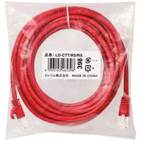 RoHS指令準拠LANケーブル/CAT5E/爪折れ防止/5m/レッド/簡易パッケージ LD-CTT/R5/RS