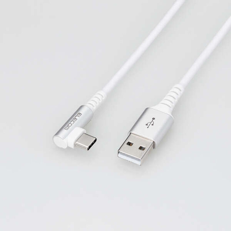 USB Type-Cケーブル/スマホ用/USB(A-C)/認証品/L字コネクタ/抗菌・抗ウイルス/0.3m/ホワイト MPA-ACL03NWH