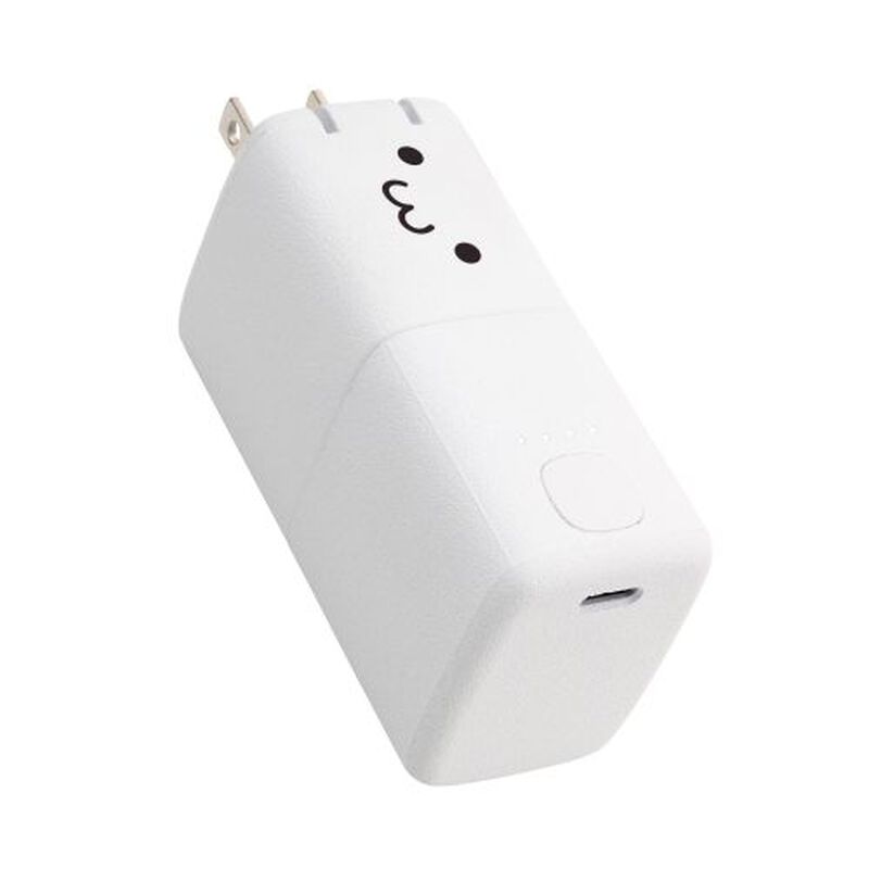 モバイルバッテリー/リチウムイオン電池/AC一体型/おまかせ充電/USB PD/30W/5000mAh/USB-C入出力×1/PSE適合/しろちゃん DE-AC09-5000WF