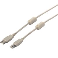 USB2.0ケーブル（A to B） フェライトコア付 5m アイボリー BSUABFC250IV