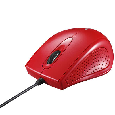 有線 3ボタン IR LED光学式マウス レッド BSMRU050RD