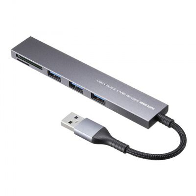 USB 5Gbps 3ポート スリム ハブ（カードリーダー付き・USB A接続） USB-3HC320MS