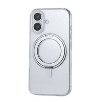 iPhone 16用ハイブリッドケース/MAGKEEP/スタンド/グレー PM-A24AMAGSTGY